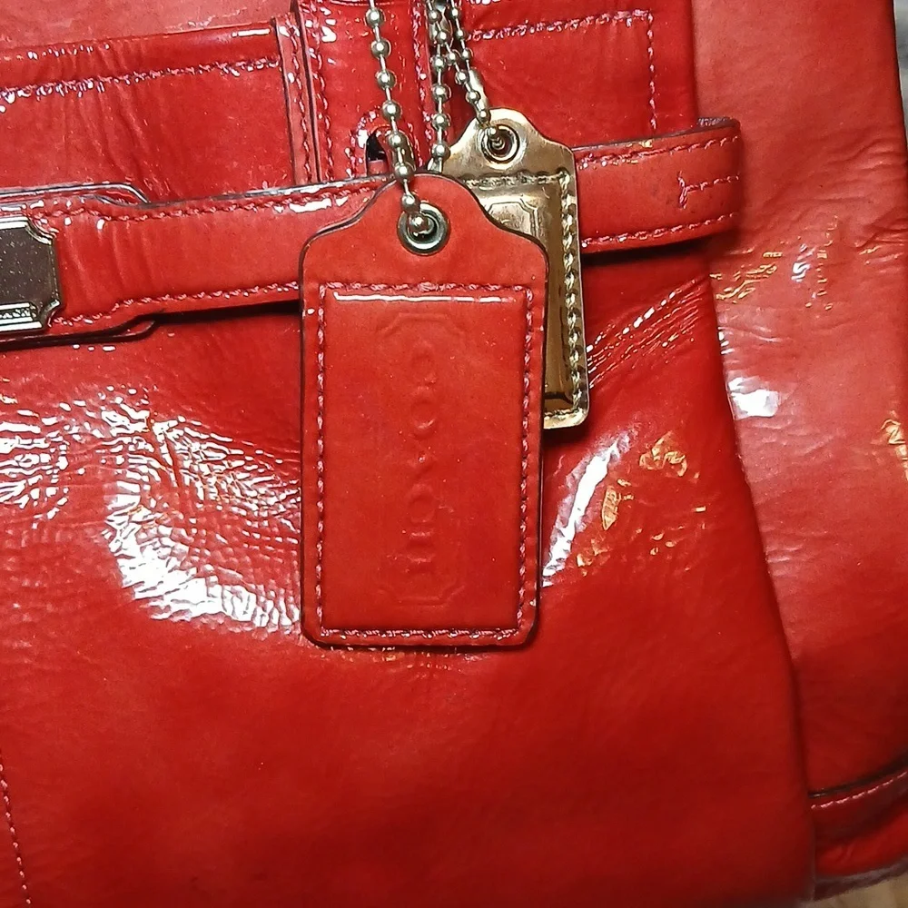 Coach “Chelsea Jayden” 18960 Patent Leather Bag  With Wristlet– Cherry Red 💋✨ - Picture 5 of 8